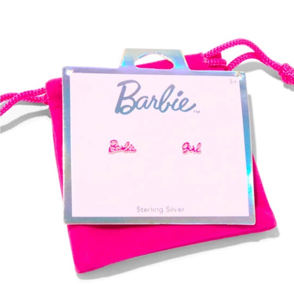 Barbie™ Pink Barbie Girl Sterling Silver Stud Earrings, Barbie Earrings